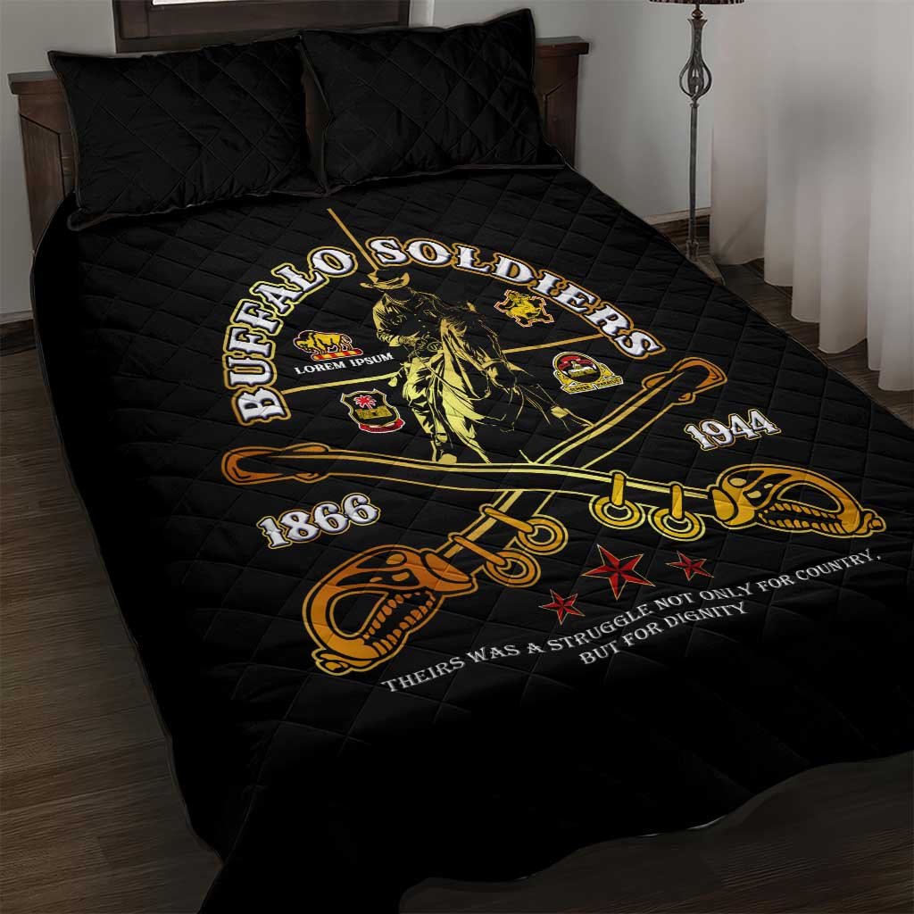 Strength Honor Legacy Buffalo Soldiers Quilt Bed Set African American Cavalry Tribute DT02
