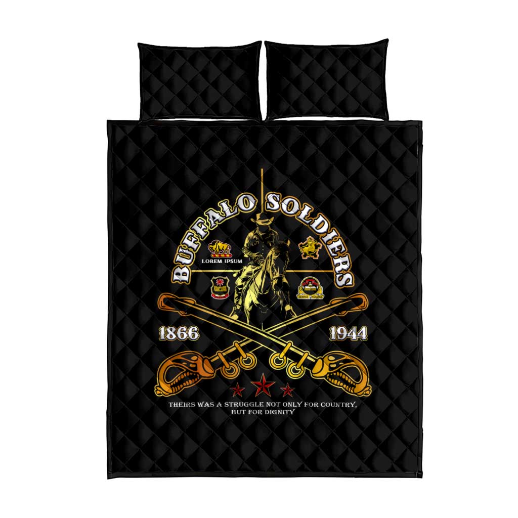 Strength Honor Legacy Buffalo Soldiers Quilt Bed Set African American Cavalry Tribute DT02