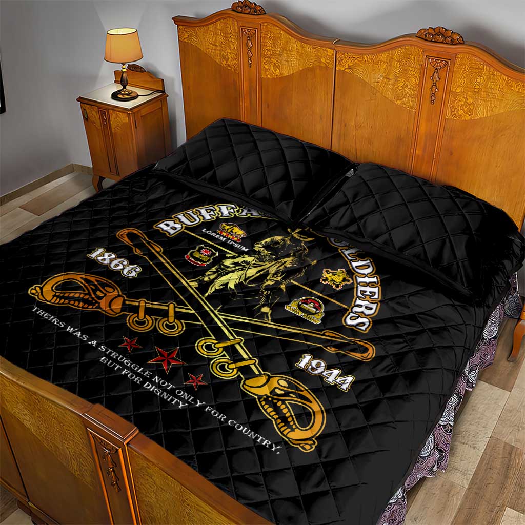 Strength Honor Legacy Buffalo Soldiers Quilt Bed Set African American Cavalry Tribute DT02