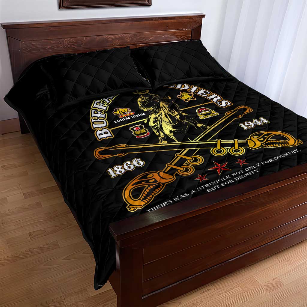 Strength Honor Legacy Buffalo Soldiers Quilt Bed Set African American Cavalry Tribute DT02