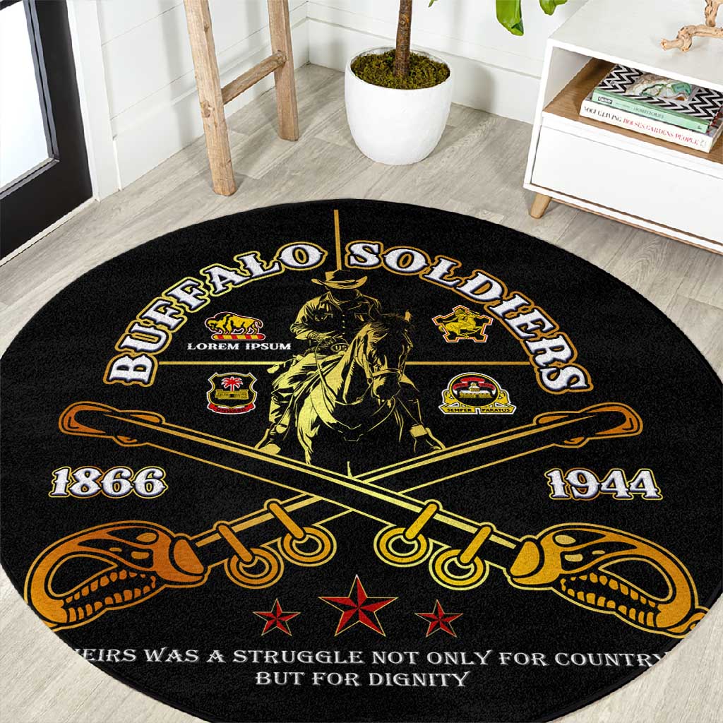 Strength Honor Legacy Buffalo Soldiers Round Carpet African American Cavalry Tribute DT02
