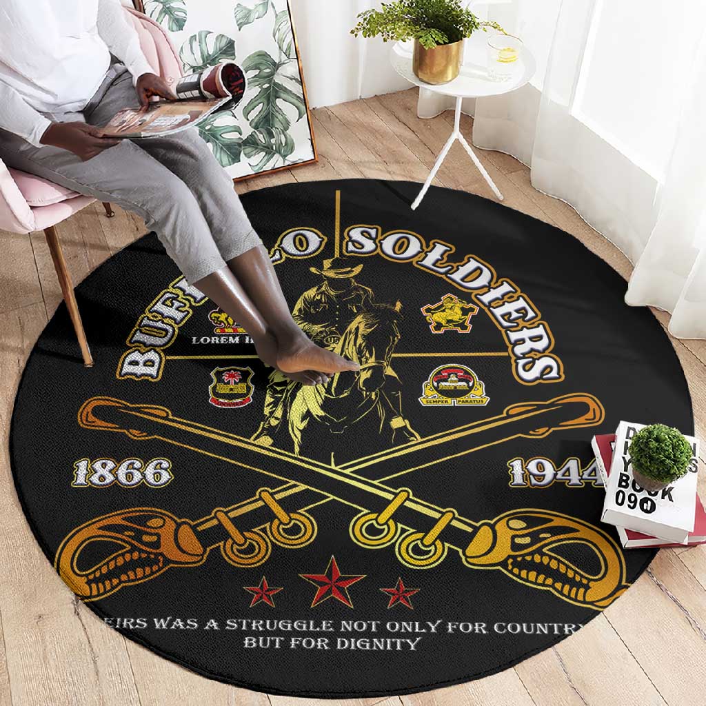 Strength Honor Legacy Buffalo Soldiers Round Carpet African American Cavalry Tribute DT02