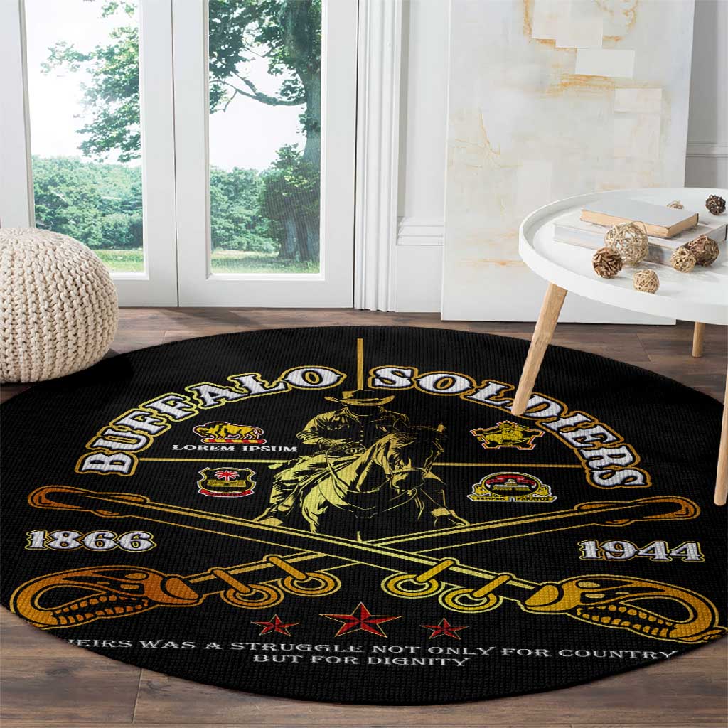Strength Honor Legacy Buffalo Soldiers Round Carpet African American Cavalry Tribute DT02