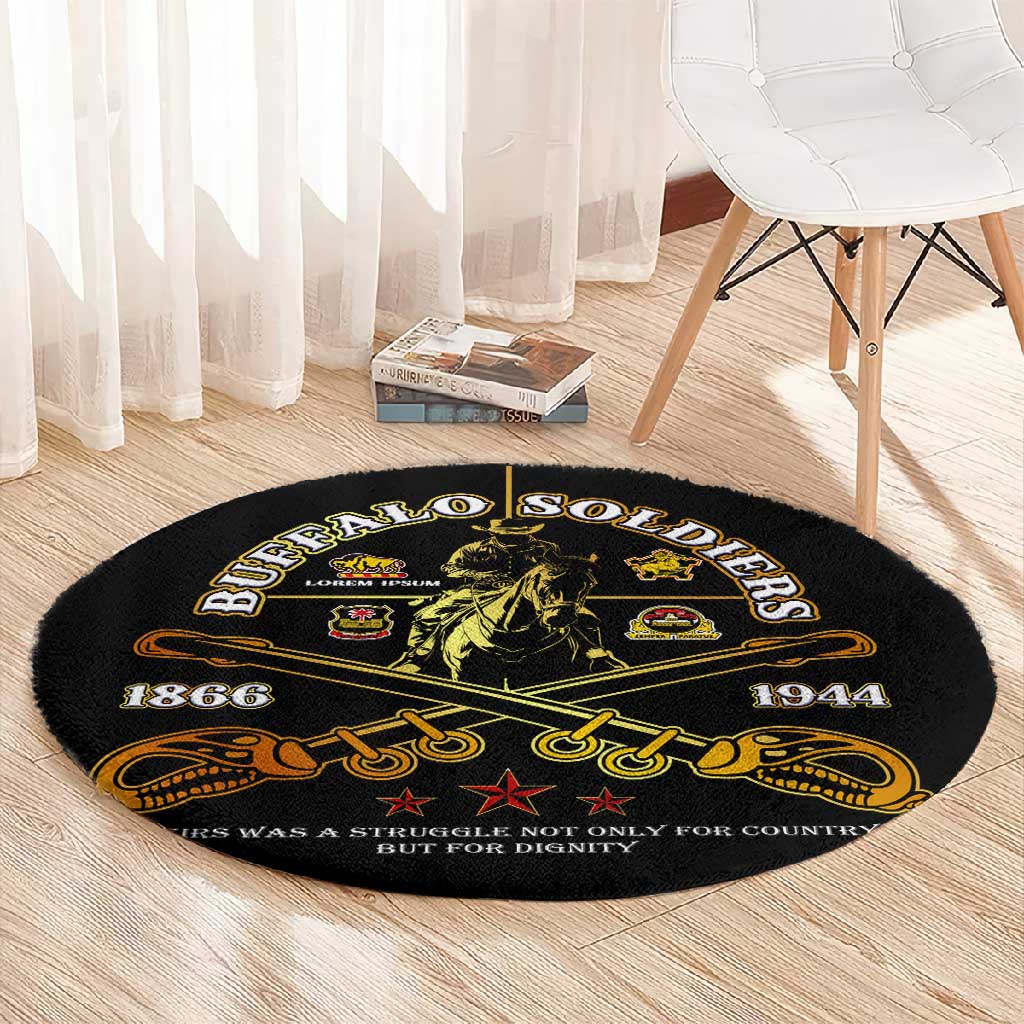 Strength Honor Legacy Buffalo Soldiers Round Carpet African American Cavalry Tribute DT02
