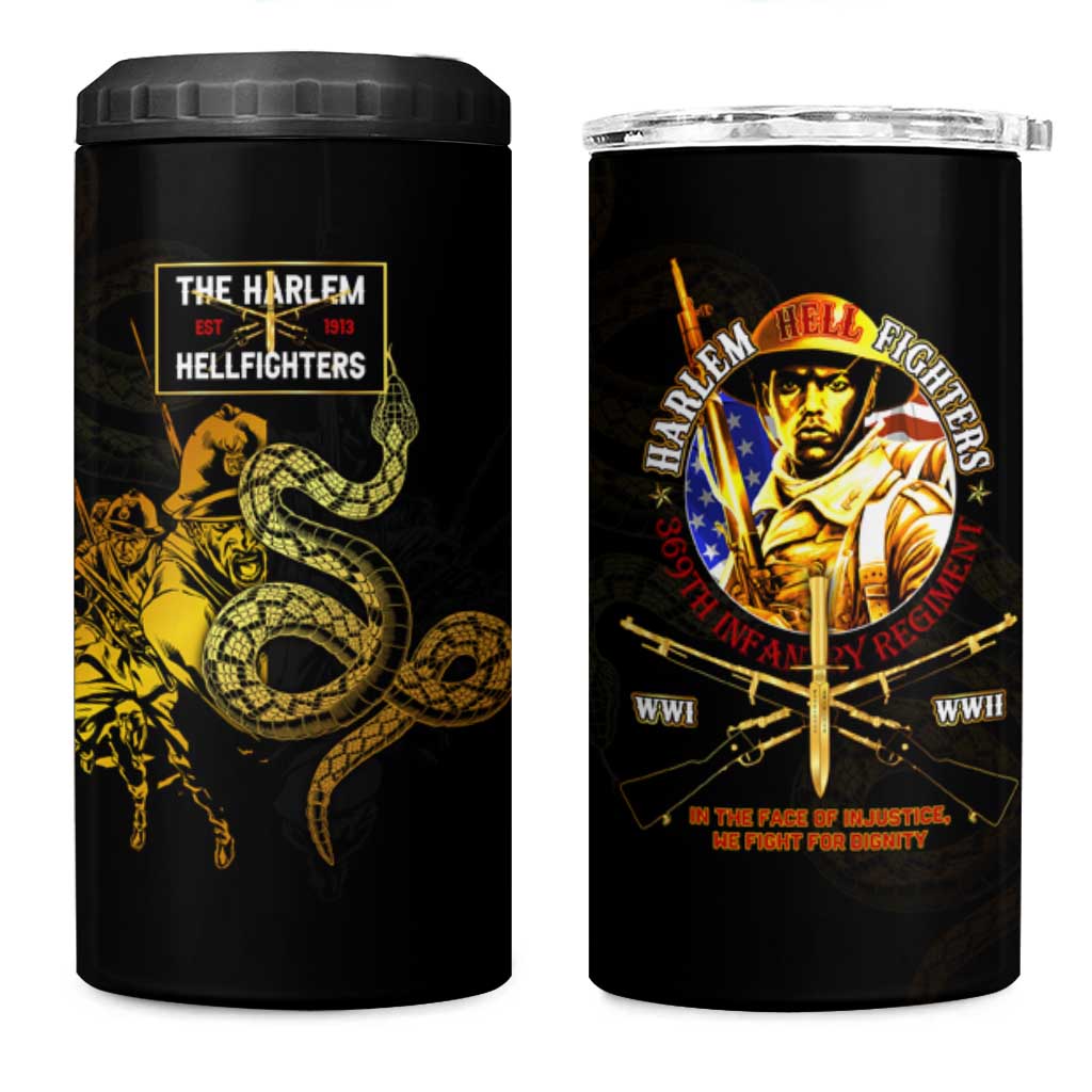 Harlem Hellfighters 369th Infantry Regiment 4 in 1 Can Cooler Tumbler Fight for Dignity WWII DT02