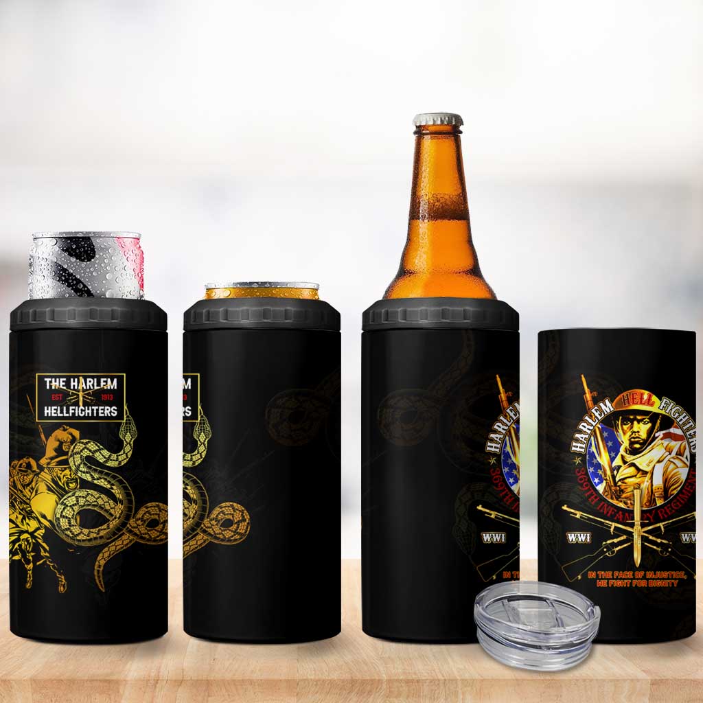 Harlem Hellfighters 369th Infantry Regiment 4 in 1 Can Cooler Tumbler Fight for Dignity WWII DT02