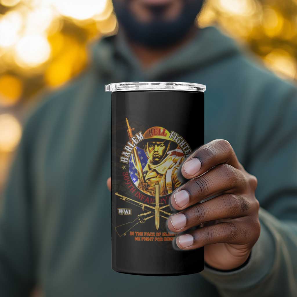 Harlem Hellfighters 369th Infantry Regiment 4 in 1 Can Cooler Tumbler Fight for Dignity WWII DT02