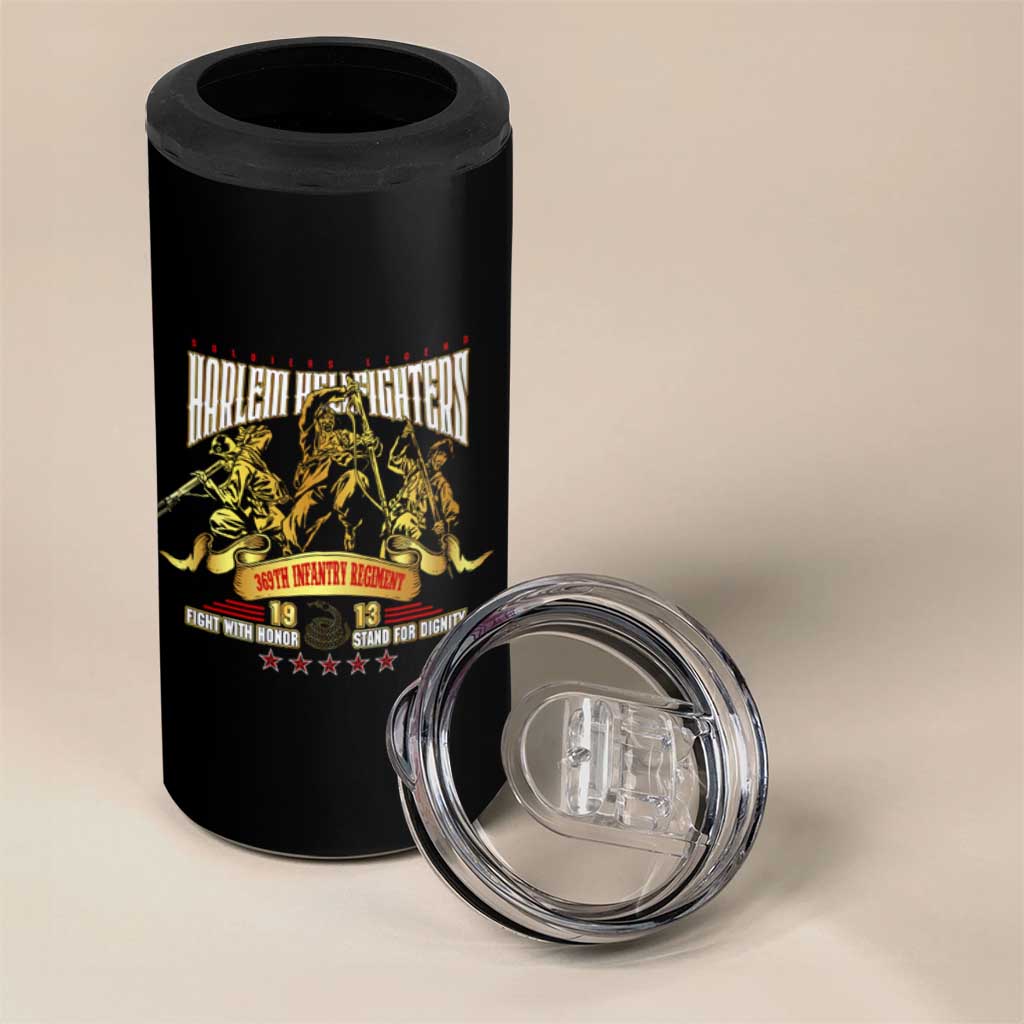 Harlem Hellfighters 1913 4 in 1 Can Cooler Tumbler Fight with Honor, Stand for Dignity - 369th Infantry Regiment DT02