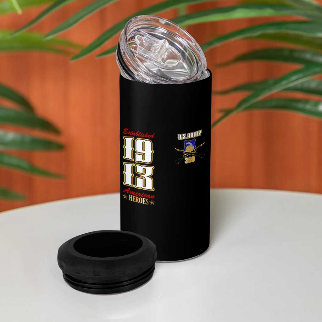 Harlem Hellfighters 1913 4 in 1 Can Cooler Tumbler Fight with Honor, Stand for Dignity - 369th Infantry Regiment DT02