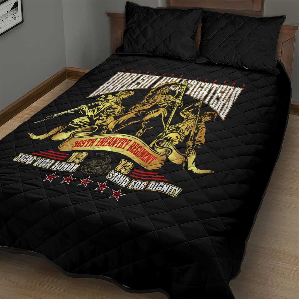 Harlem Hellfighters 1913 Quilt Bed Set Fight with Honor, Stand for Dignity - 369th Infantry Regiment DT02