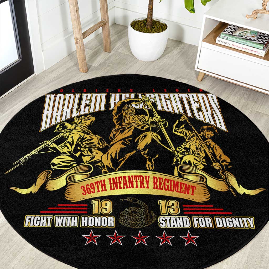 Harlem Hellfighters 1913 Round Carpet Fight with Honor, Stand for Dignity - 369th Infantry Regiment DT02
