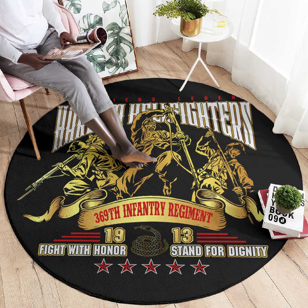 Harlem Hellfighters 1913 Round Carpet Fight with Honor, Stand for Dignity - 369th Infantry Regiment DT02