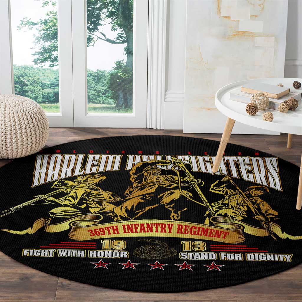 Harlem Hellfighters 1913 Round Carpet Fight with Honor, Stand for Dignity - 369th Infantry Regiment DT02