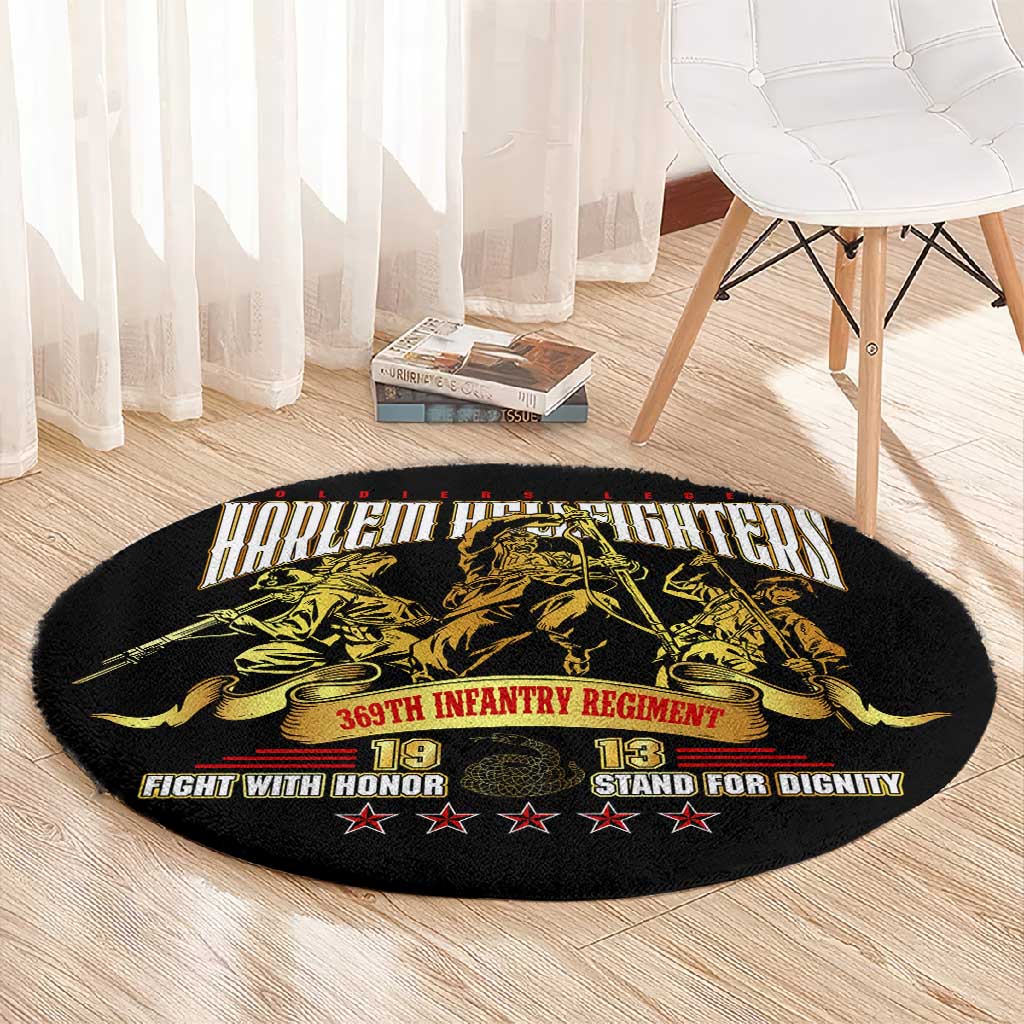 Harlem Hellfighters 1913 Round Carpet Fight with Honor, Stand for Dignity - 369th Infantry Regiment DT02