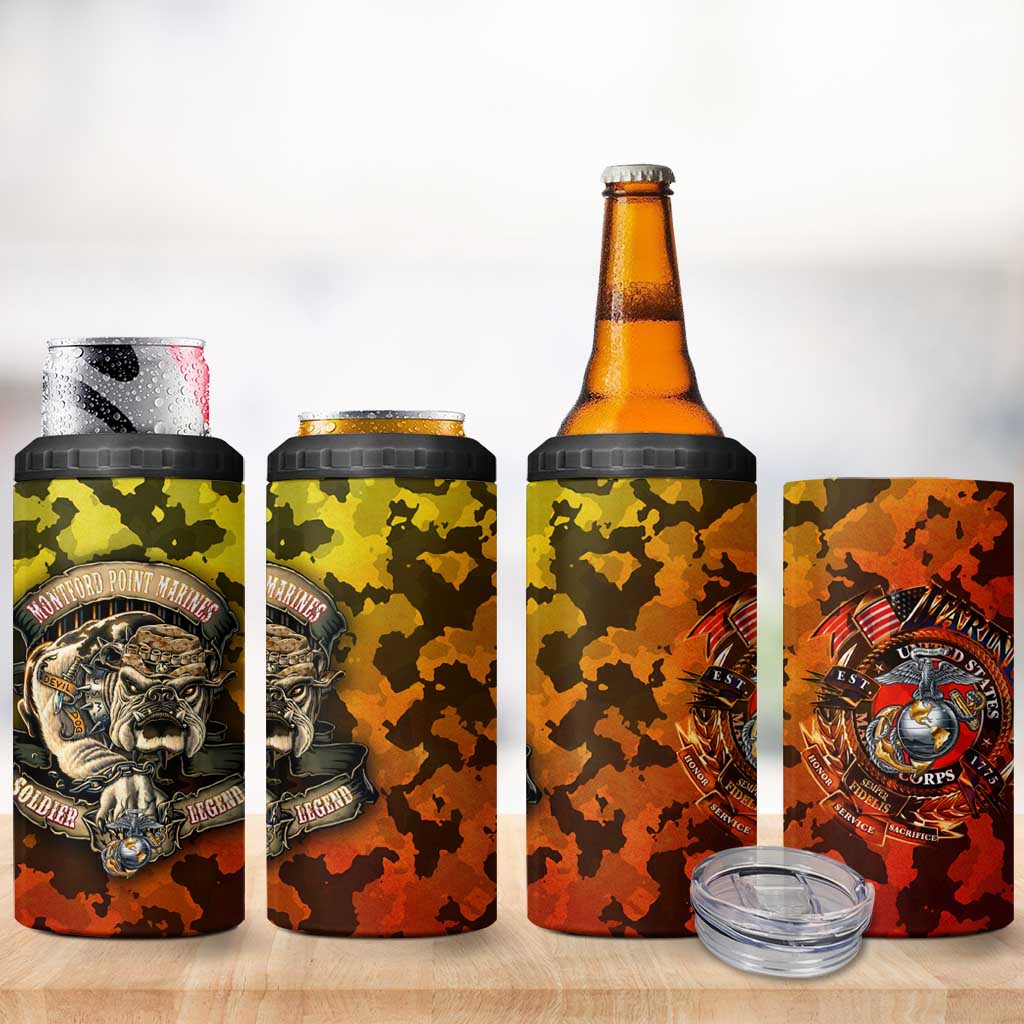 Montford Point Marines 4 in 1 Can Cooler Tumbler Afro Devil Dog Soldier Legend DT02