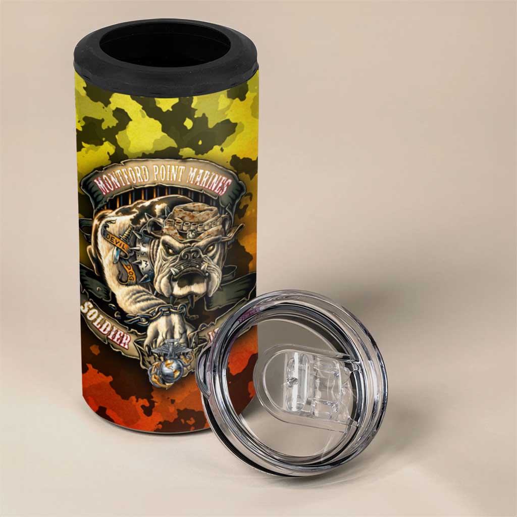 Montford Point Marines 4 in 1 Can Cooler Tumbler Afro Devil Dog Soldier Legend DT02