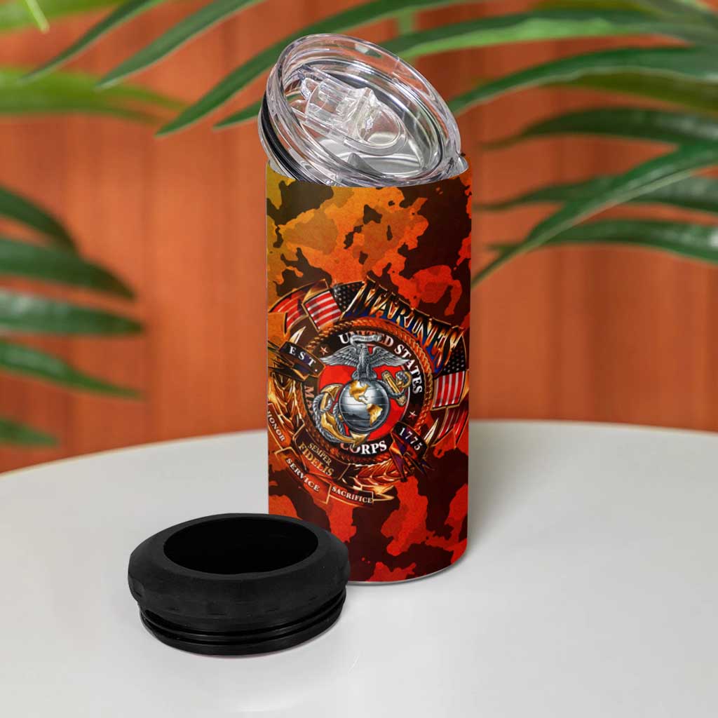 Montford Point Marines 4 in 1 Can Cooler Tumbler Afro Devil Dog Soldier Legend DT02