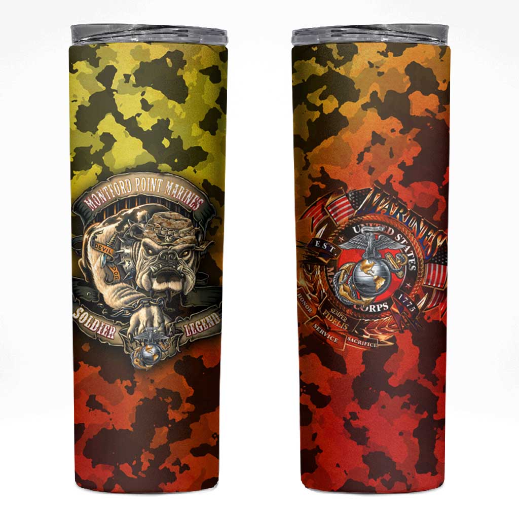 Montford Point Marines Skinny Tumbler Afro Devil Dog Soldier Legend DT02