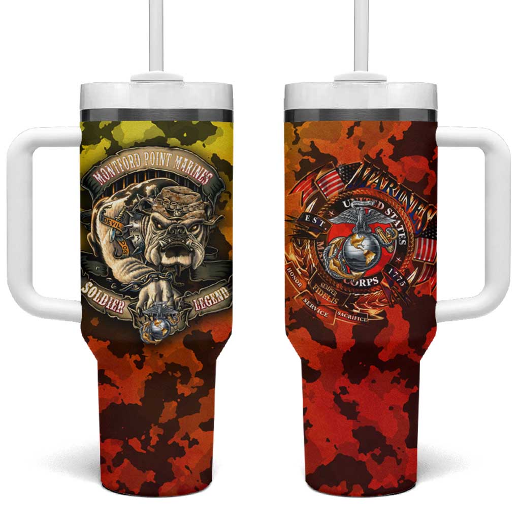 Montford Point Marines Tumbler With Handle Afro Devil Dog Soldier Legend DT02