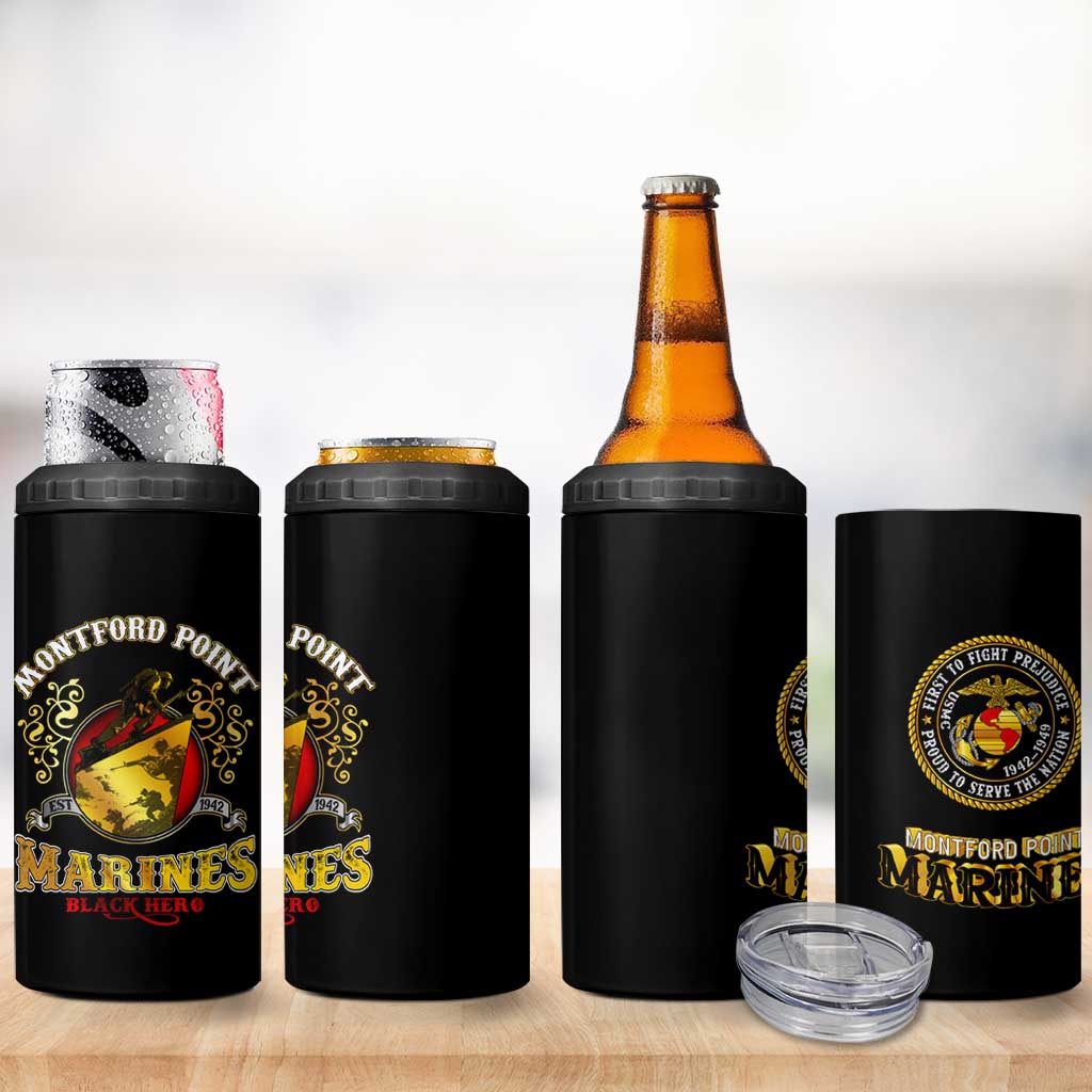 Montford Point Marines 4 in 1 Can Cooler Tumbler Afro First to Fight Prejudice DT02