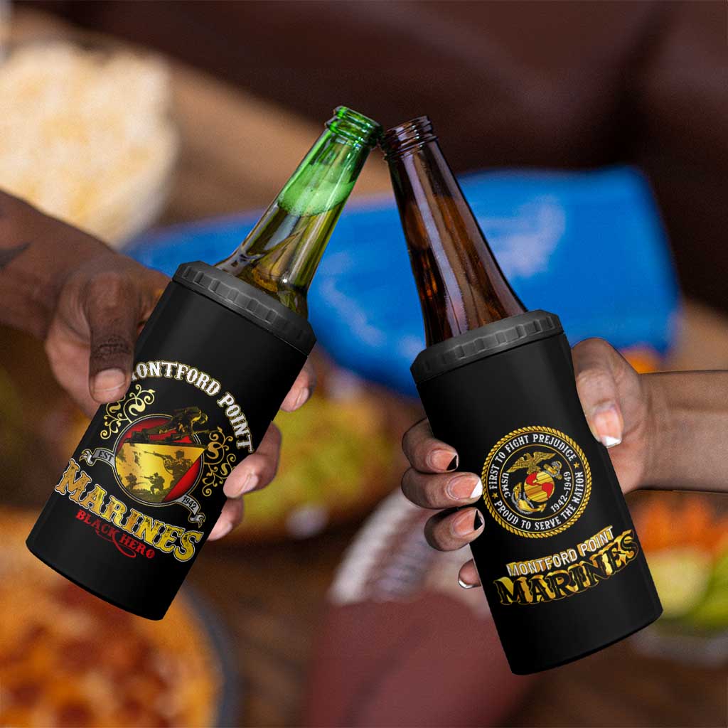 Montford Point Marines 4 in 1 Can Cooler Tumbler Afro First to Fight Prejudice DT02