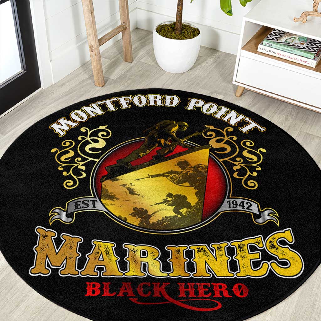 Montford Point Marines Round Carpet Afro First to Fight Prejudice DT02