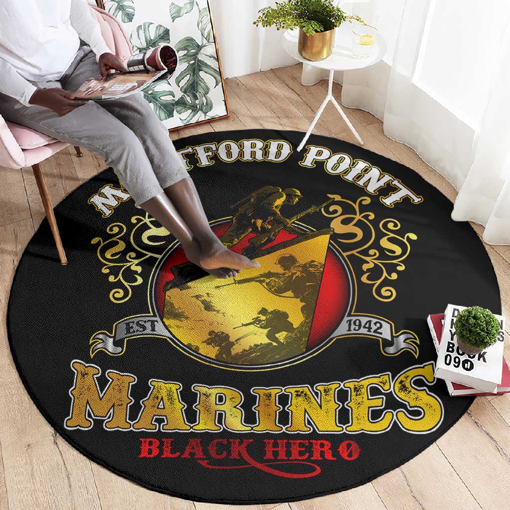Montford Point Marines Round Carpet Afro First to Fight Prejudice DT02