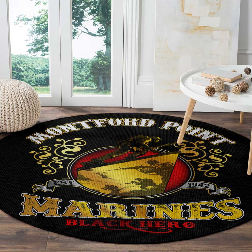 Montford Point Marines Round Carpet Afro First to Fight Prejudice DT02