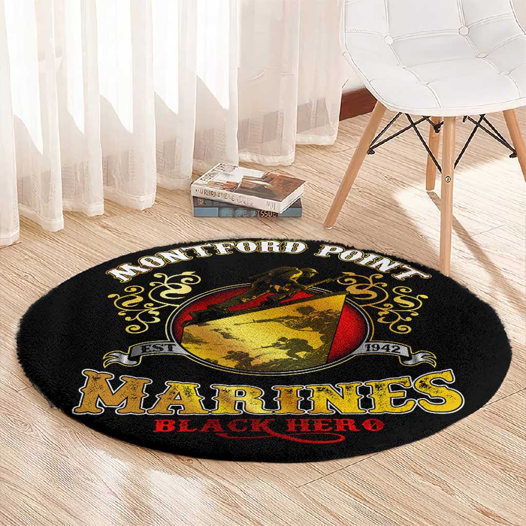 Montford Point Marines Round Carpet Afro First to Fight Prejudice DT02