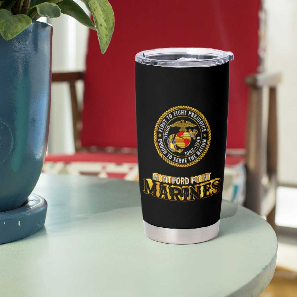 Montford Point Marines Tumbler Cup Afro First to Fight Prejudice DT02