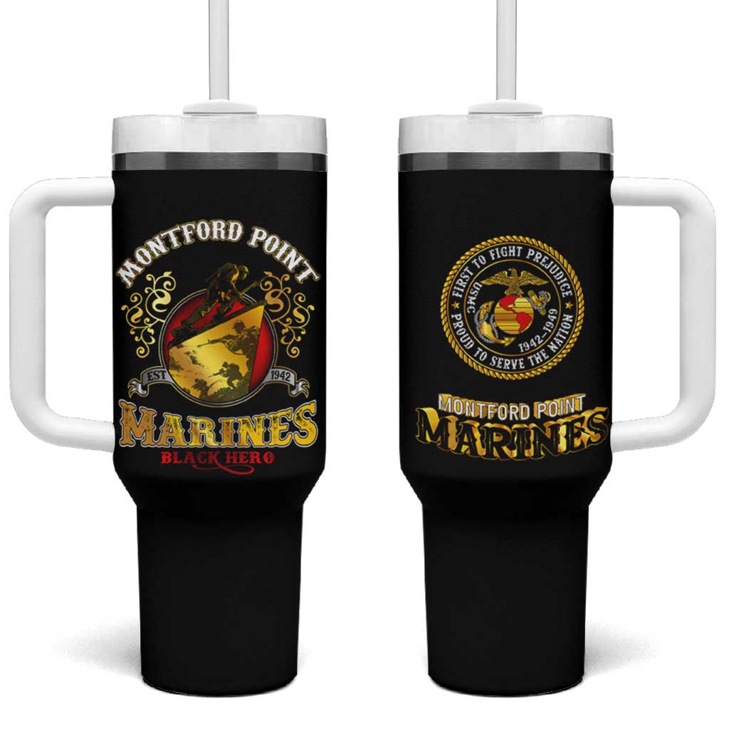 Montford Point Marines Tumbler With Handle Afro First to Fight Prejudice DT02