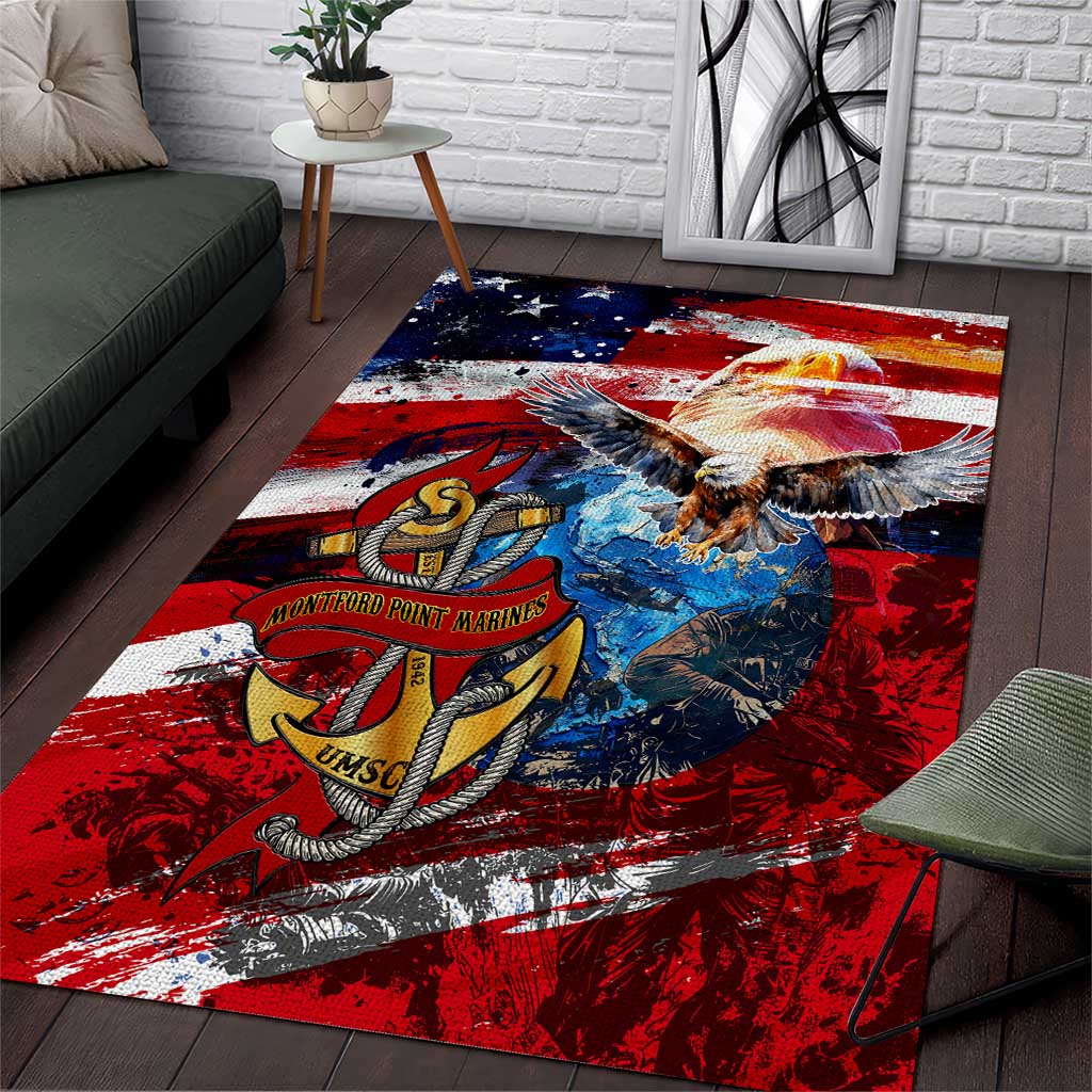 Montford Point Marines Area Rug African American Eagle Anchor Tribute DT02