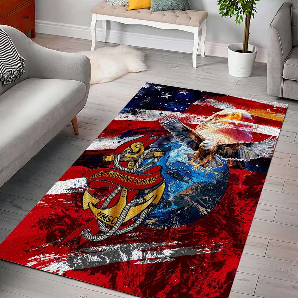 Montford Point Marines Area Rug African American Eagle Anchor Tribute DT02