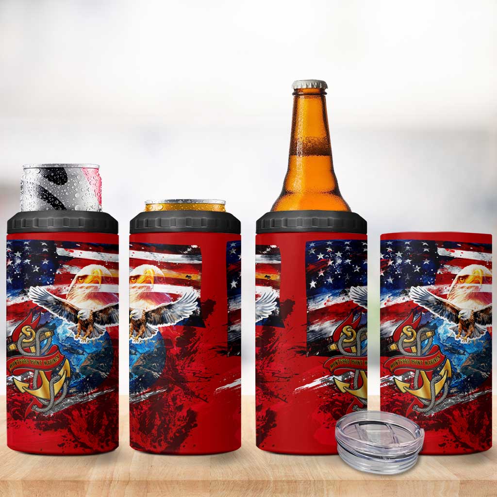 Montford Point Marines 4 in 1 Can Cooler Tumbler African American Eagle Anchor Tribute DT02