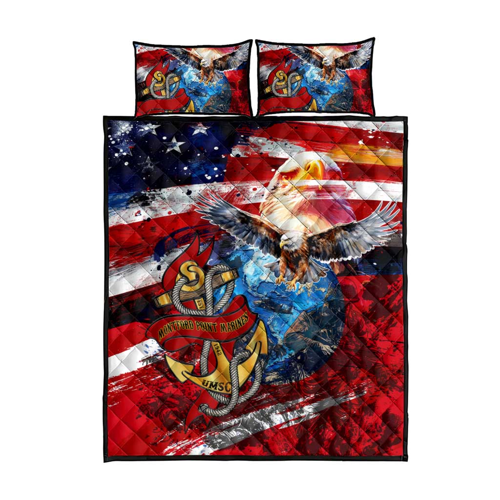 Montford Point Marines Quilt Bed Set African American Eagle Anchor Tribute DT02