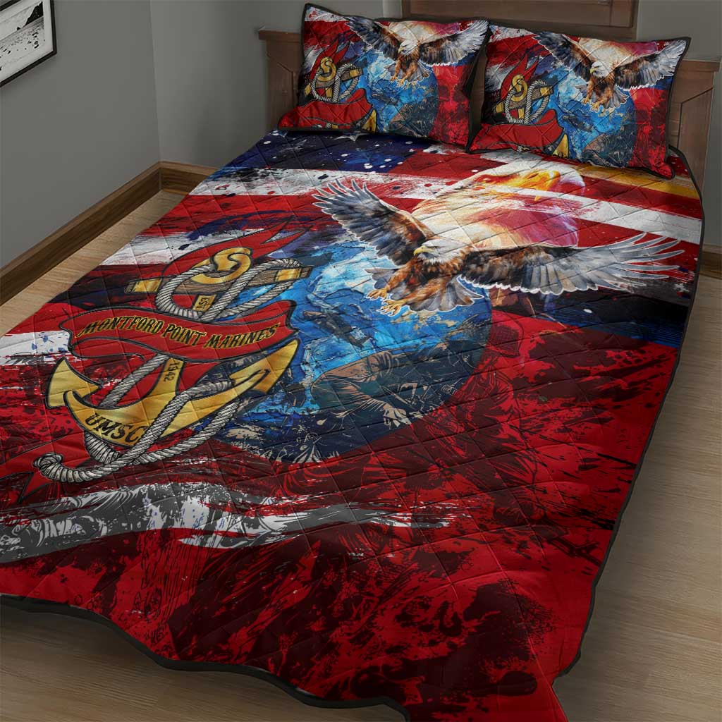 Montford Point Marines Quilt Bed Set African American Eagle Anchor Tribute DT02