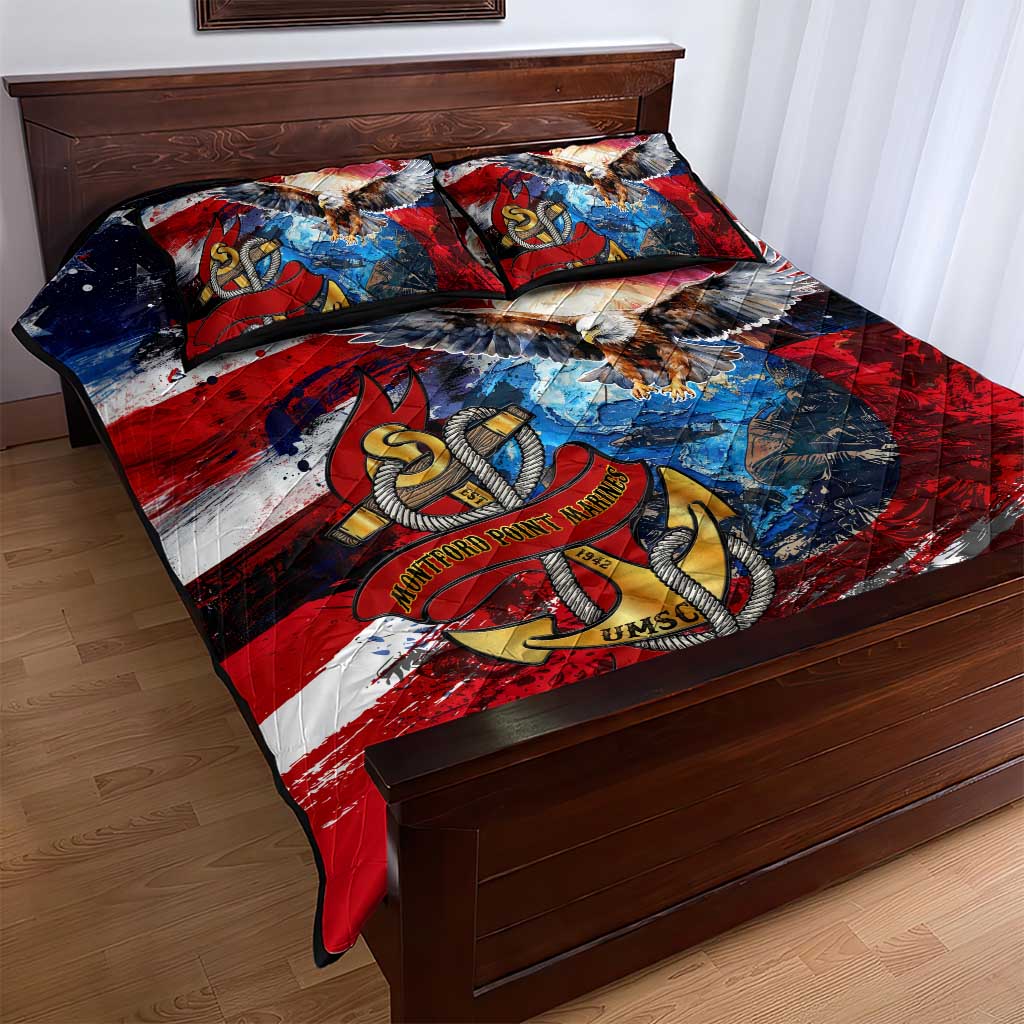 Montford Point Marines Quilt Bed Set African American Eagle Anchor Tribute DT02