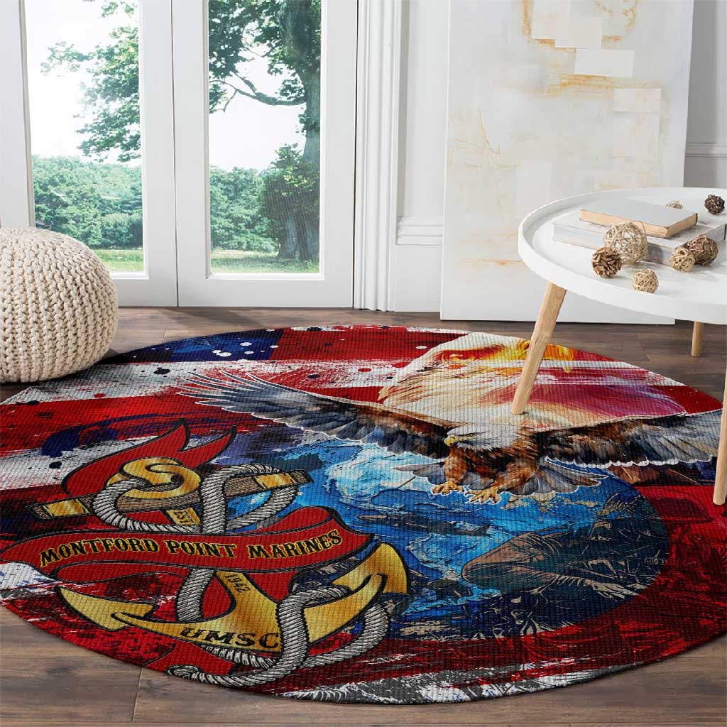 Montford Point Marines Round Carpet African American Eagle Anchor Tribute DT02