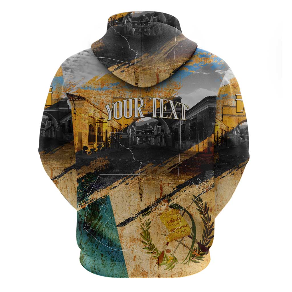 Guatemala Country Pride Hoodie Grunge Map Art with National Landmark Flag Texture DT02