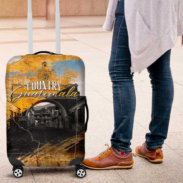 Guatemala Country Pride Luggage Cover Grunge Map Art with National Landmark Flag Texture DT02