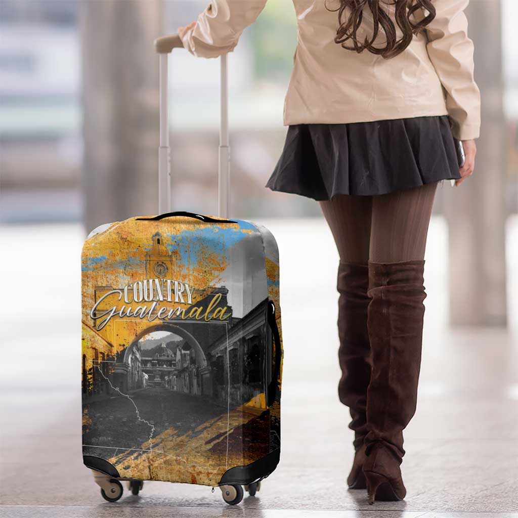 Guatemala Country Pride Luggage Cover Grunge Map Art with National Landmark Flag Texture DT02