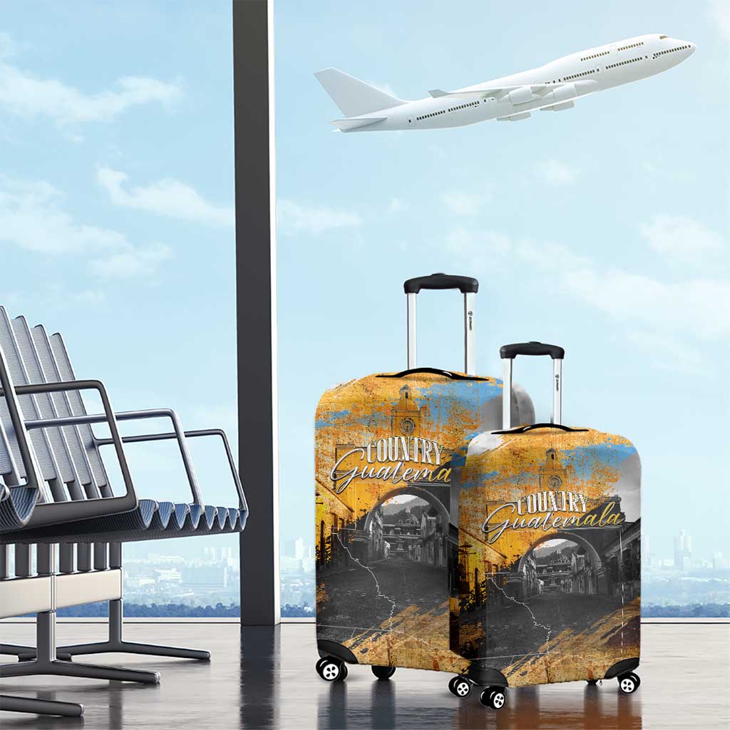 Guatemala Country Pride Luggage Cover Grunge Map Art with National Landmark Flag Texture DT02
