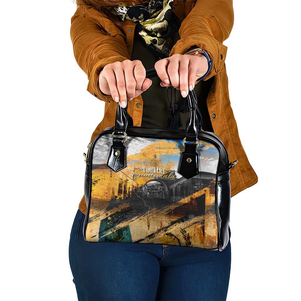 Guatemala Country Pride Shoulder Handbag Grunge Map Art with National Landmark Flag Texture DT02