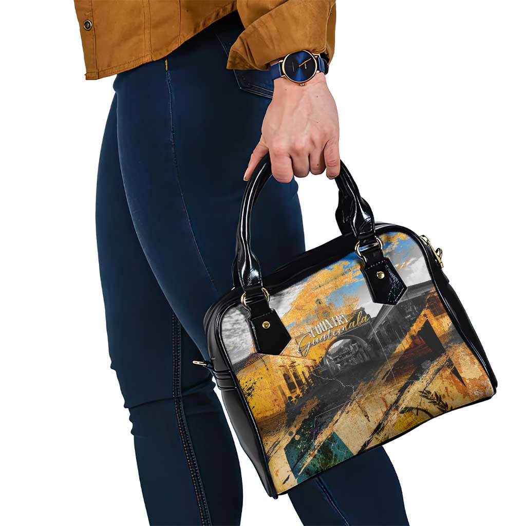 Guatemala Country Pride Shoulder Handbag Grunge Map Art with National Landmark Flag Texture DT02