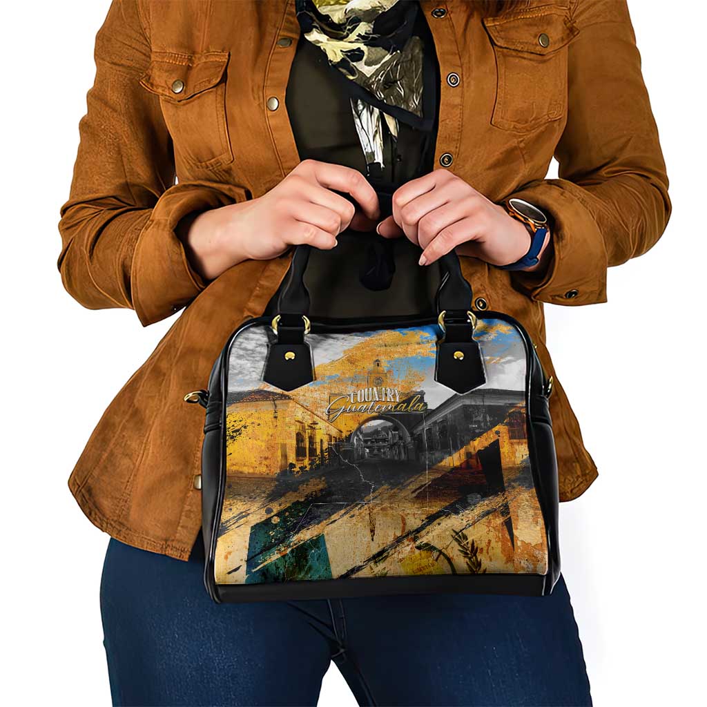 Guatemala Country Pride Shoulder Handbag Grunge Map Art with National Landmark Flag Texture DT02