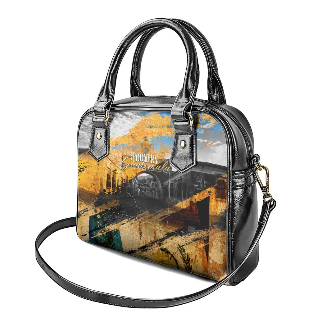 Guatemala Country Pride Shoulder Handbag Grunge Map Art with National Landmark Flag Texture DT02