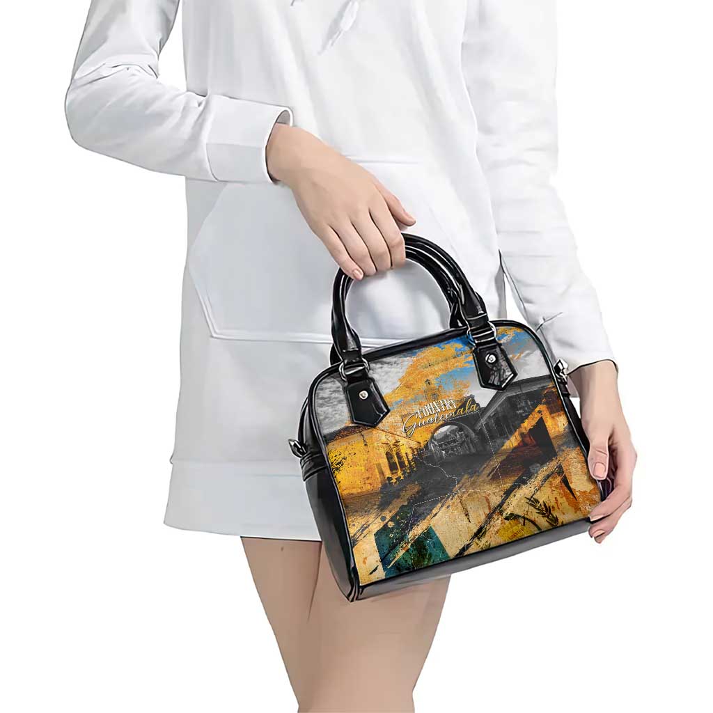 Guatemala Country Pride Shoulder Handbag Grunge Map Art with National Landmark Flag Texture DT02