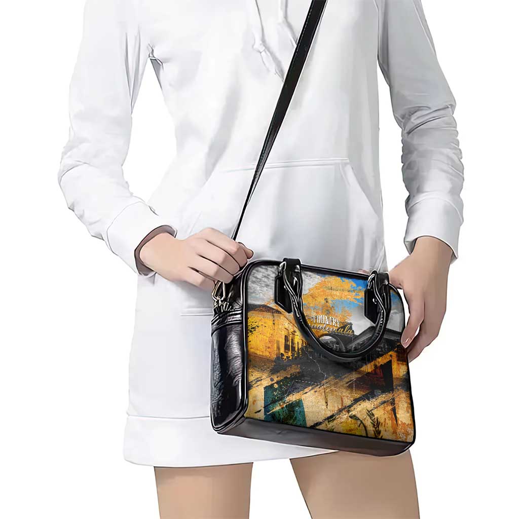 Guatemala Country Pride Shoulder Handbag Grunge Map Art with National Landmark Flag Texture DT02