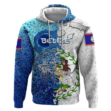 The Deep Heart Of Belize Hoodie Belize Abstract Heritage Ocean Blue Splash Art DT02