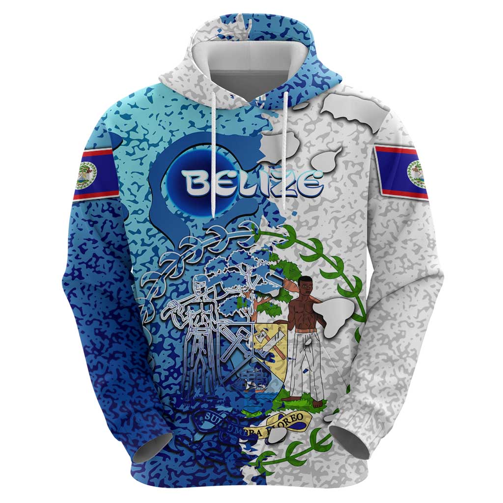 The Deep Heart Of Belize Hoodie Belize Abstract Heritage Ocean Blue Splash Art DT02